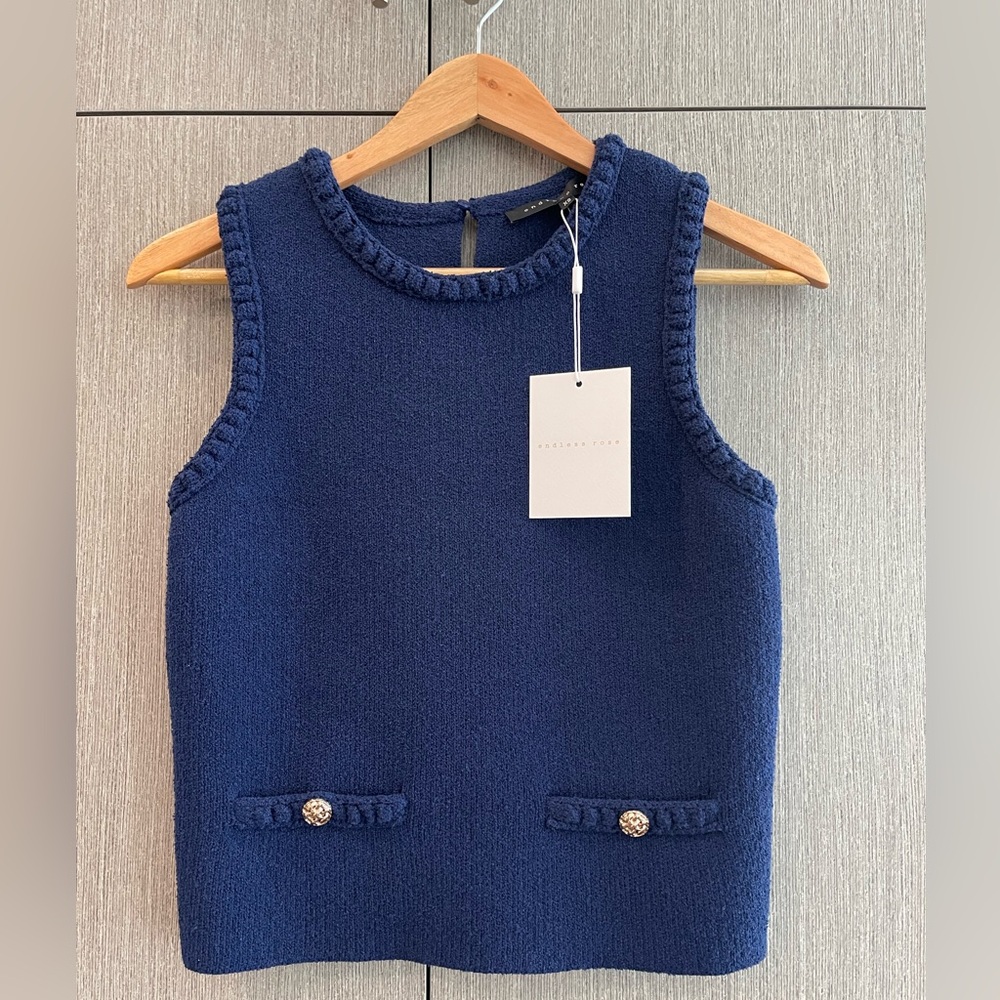 Elegant Navy Blue knit sweater vest